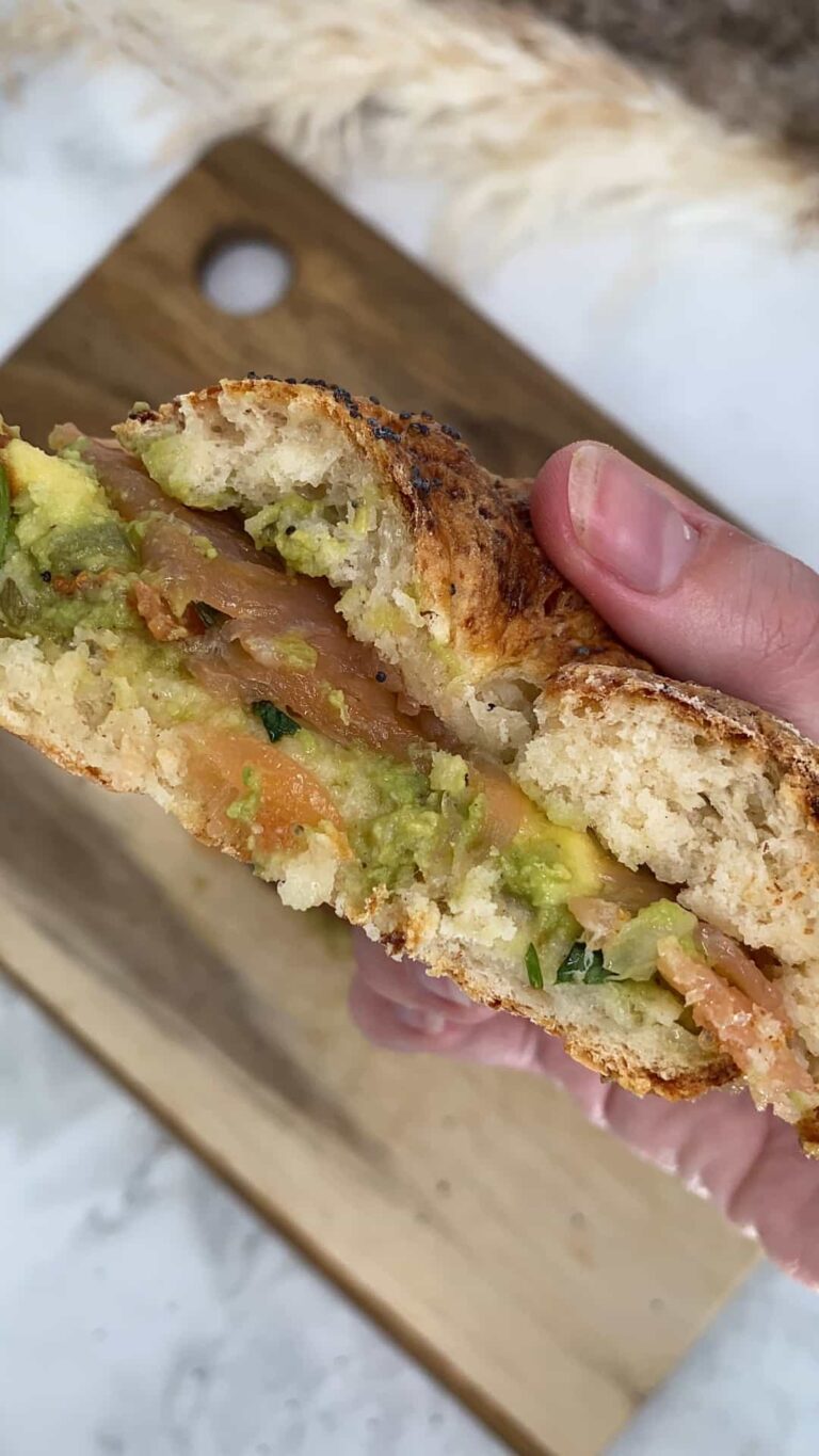 Salmon Guacamole Protein Bagel