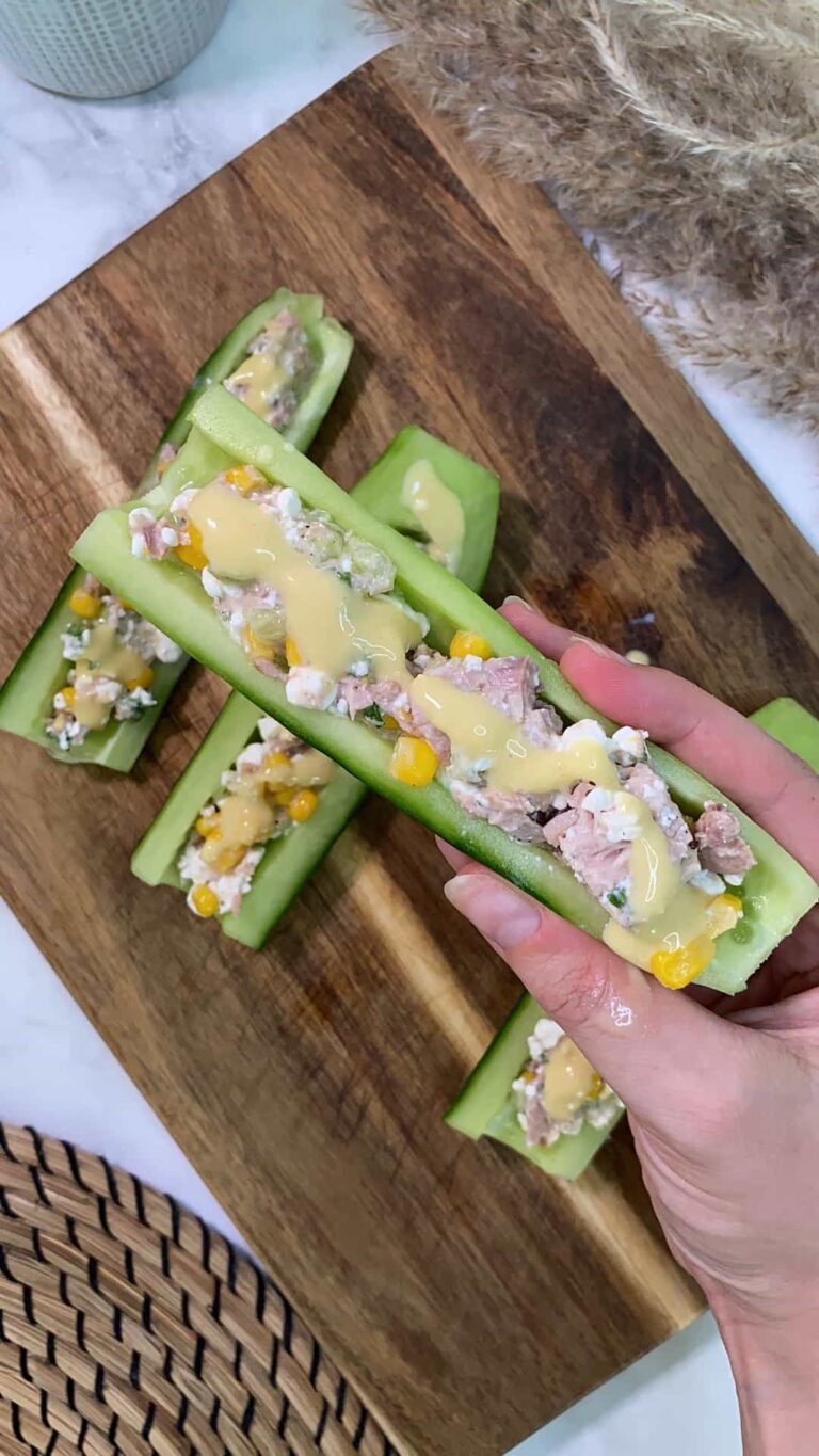 Honey Mustard Cucumber Boats